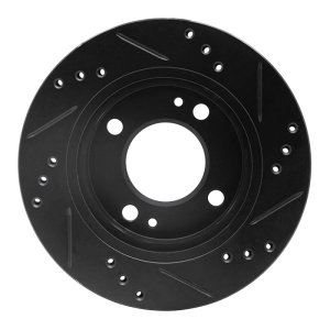 Mitsubishi Mirage Brake Rotor (1) - Front Left - R1 Concepts - Drilled & Slotted - Black - `14-`15